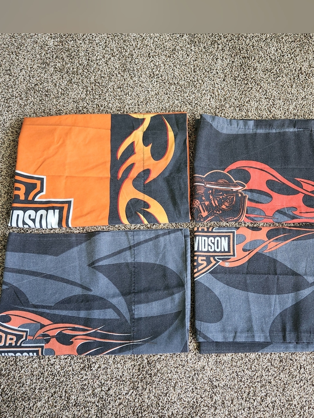 Vtg 2006 Harley Davidson Motorcycles Orange Black Flame Standard Pillow Cases -4
